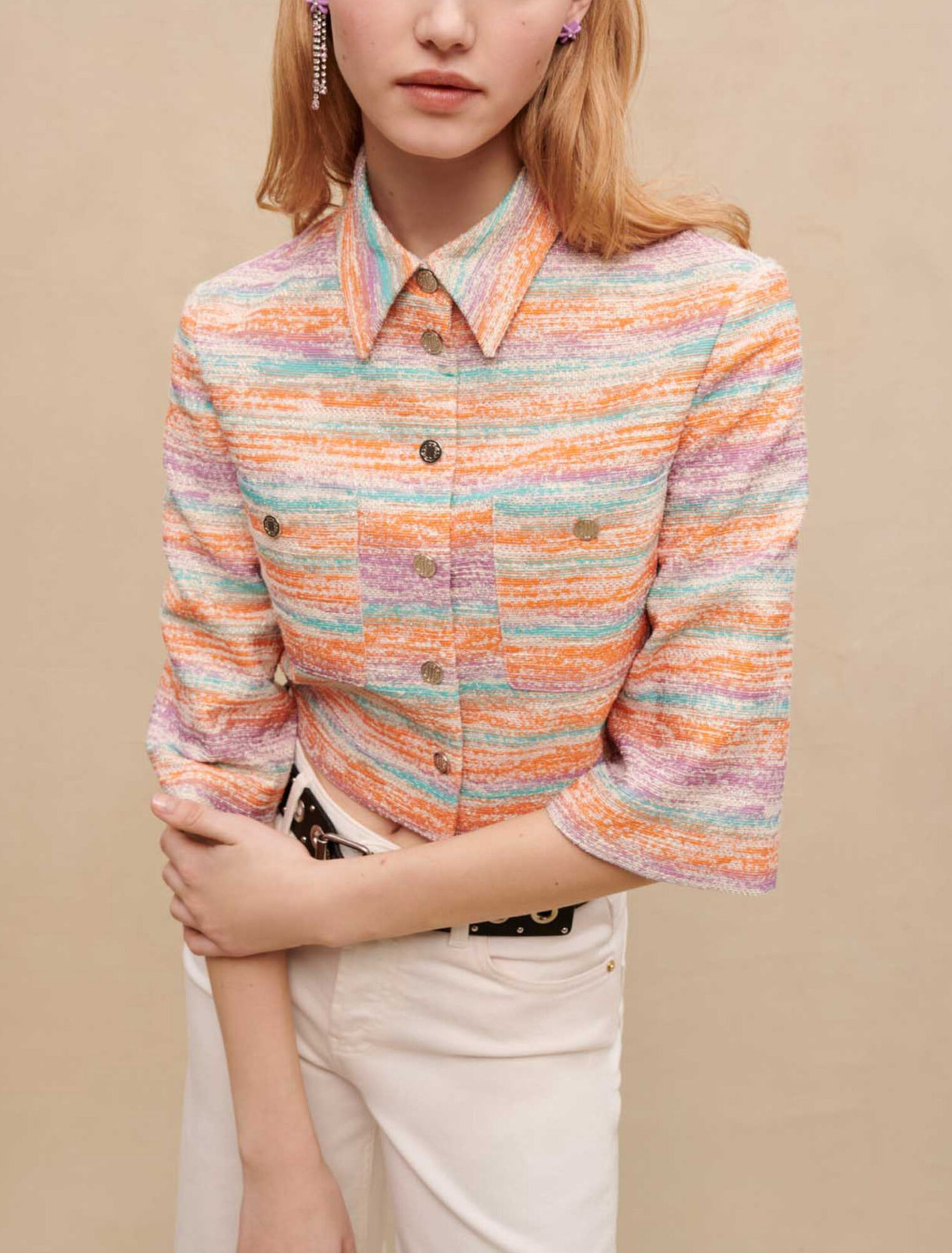 Veste courte en tweed brillant