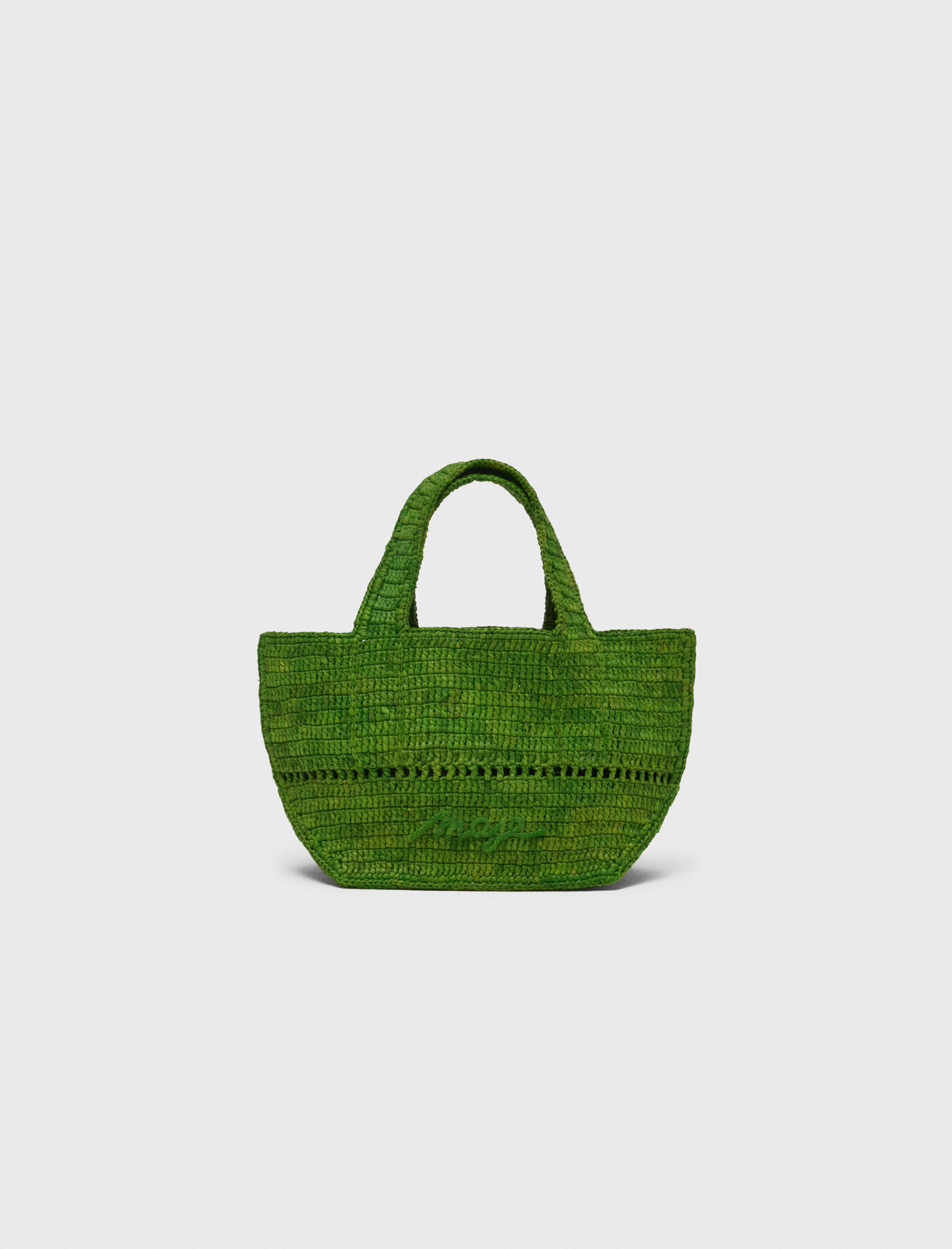 maje Mini cabas en raphia naturel Beige