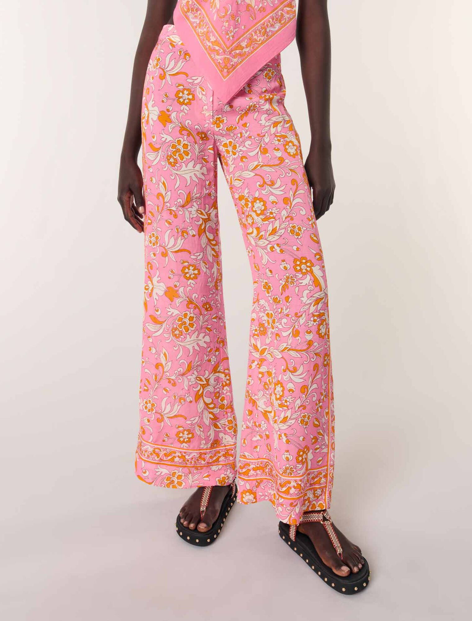 Pantalon en lin imprimé