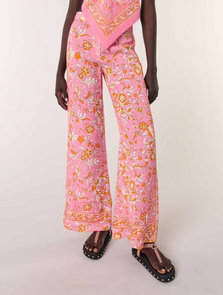 Pantalon en lin imprimé