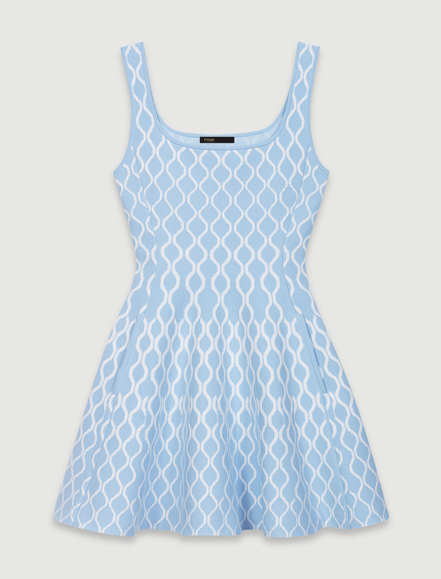 Buy Robe Courte En Maille Jacquard Bleu blanc Maje in Nicaragua discount voucher