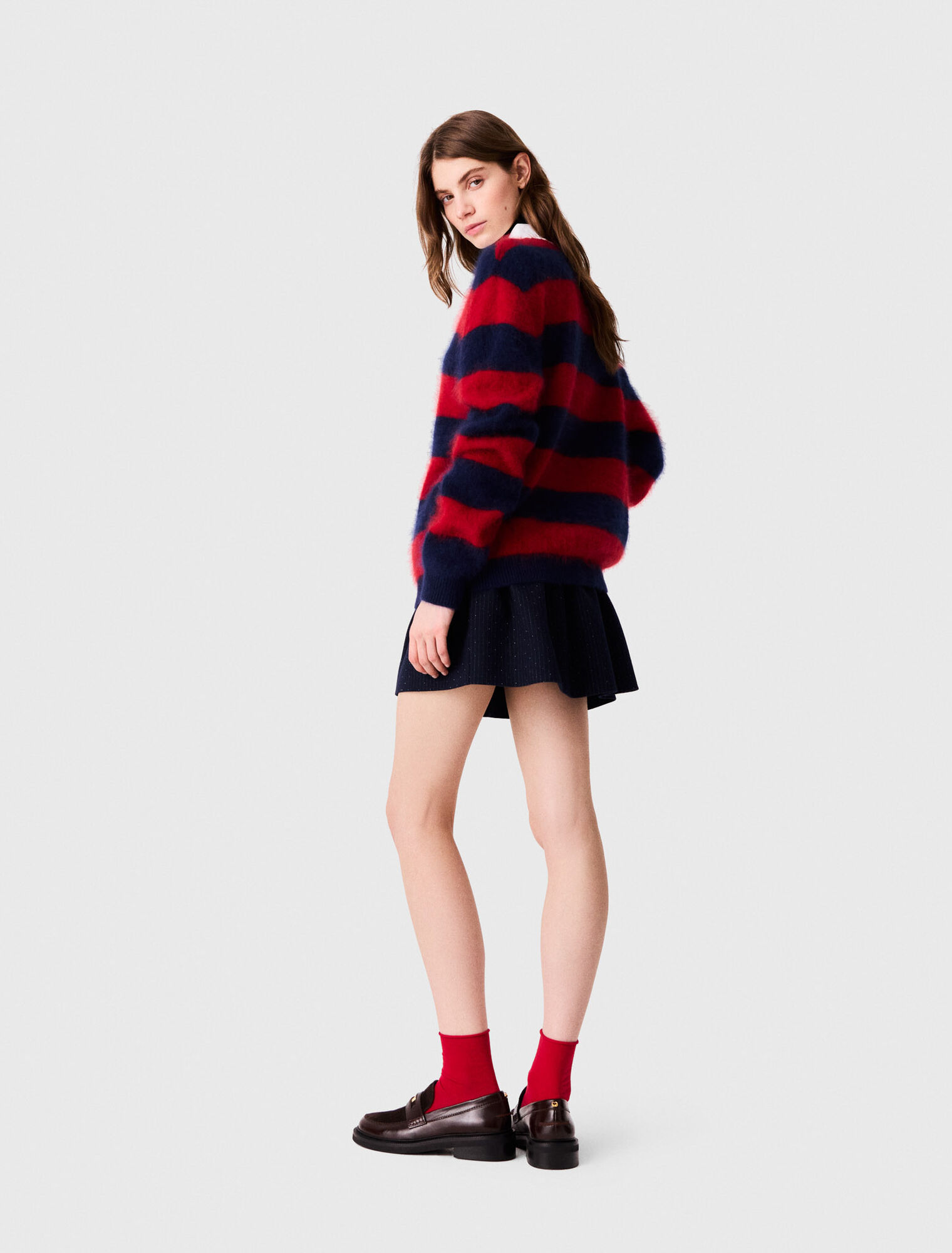 Pull fluffy avec col en popeline