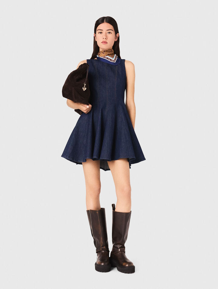 Robe courte en denim avec volants