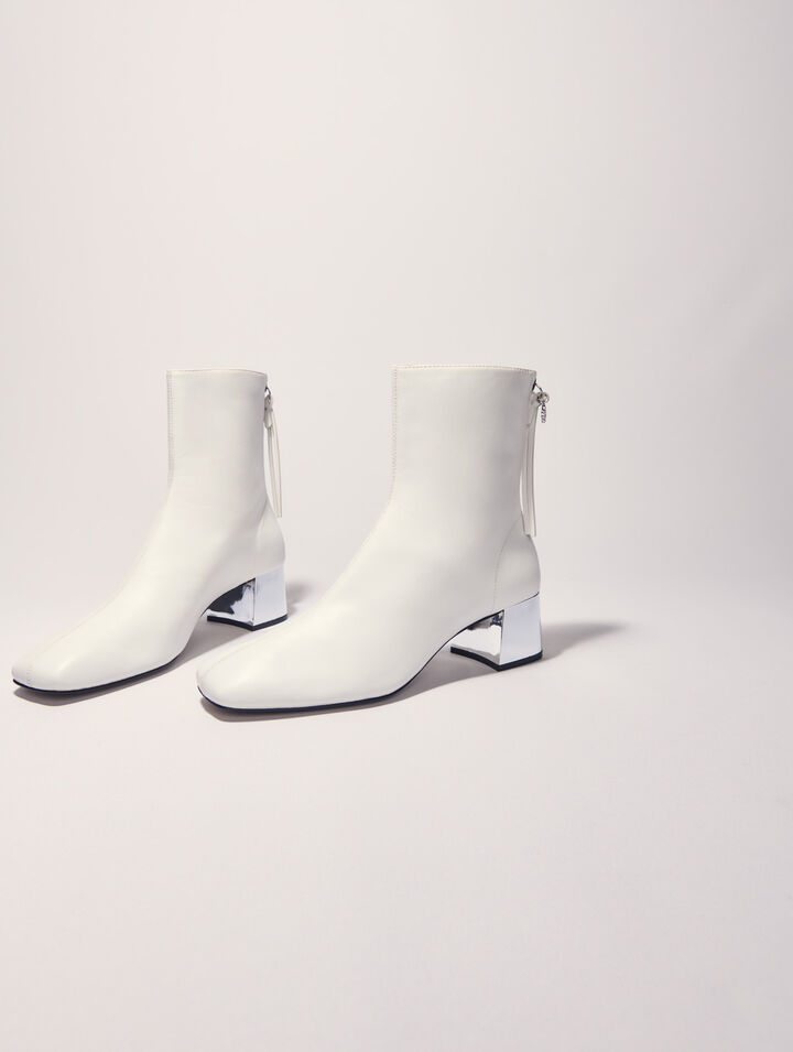 Bottines en cuir à bout carré