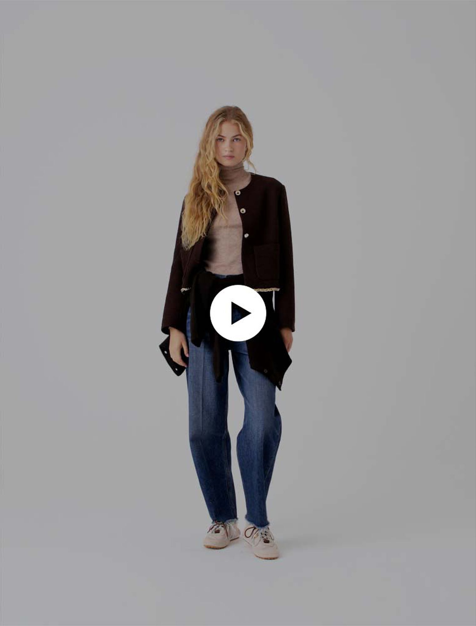 Veste en tweed avec un galon cha&icirc;ne