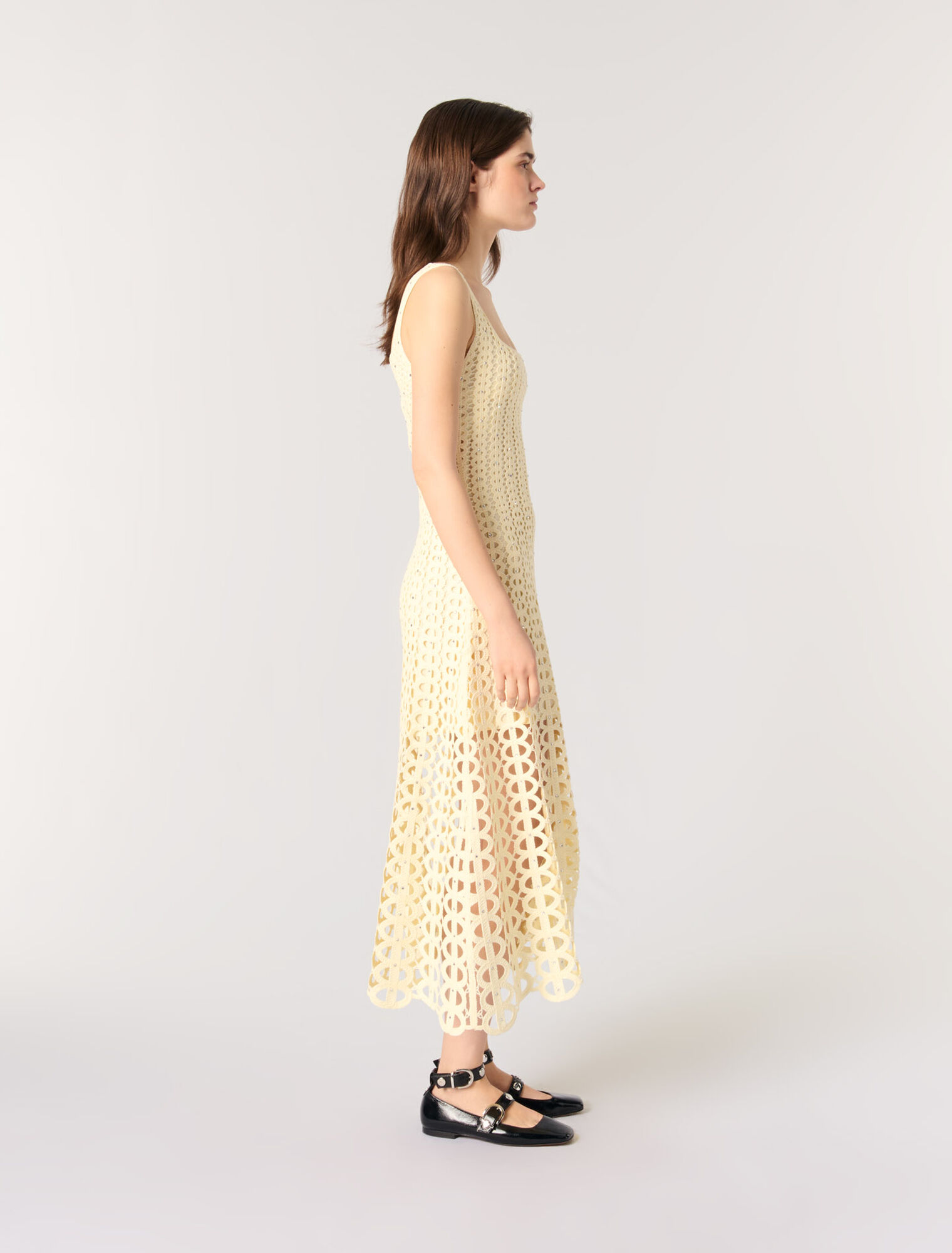 Robe midi en crochet strassé
