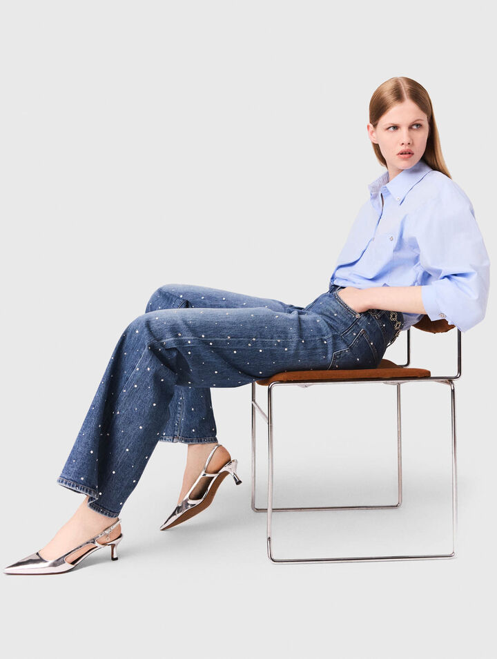 Jean large en denim avec clous