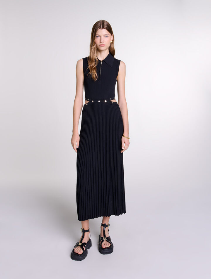 Robe longue en maille côtelée
