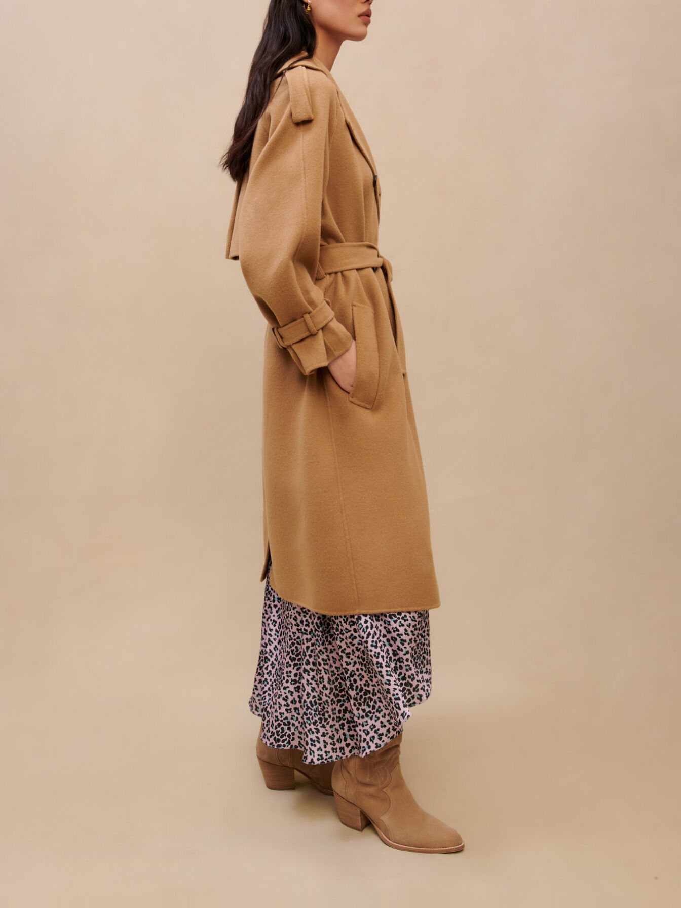 Manteau en laine camel