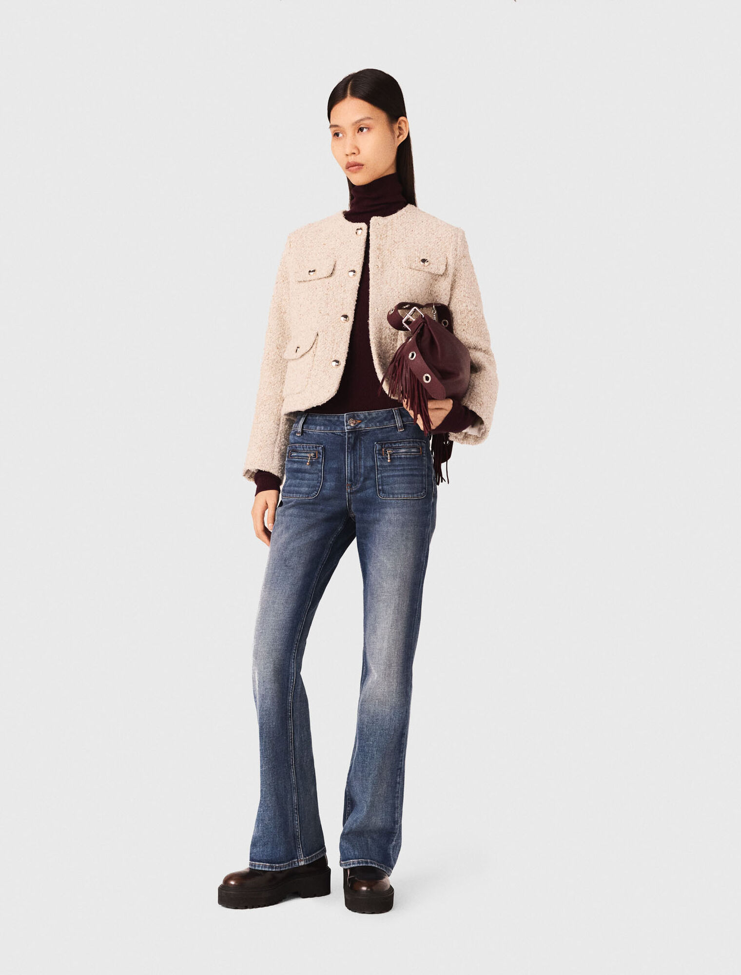 Veste courte en tweed bouclé
