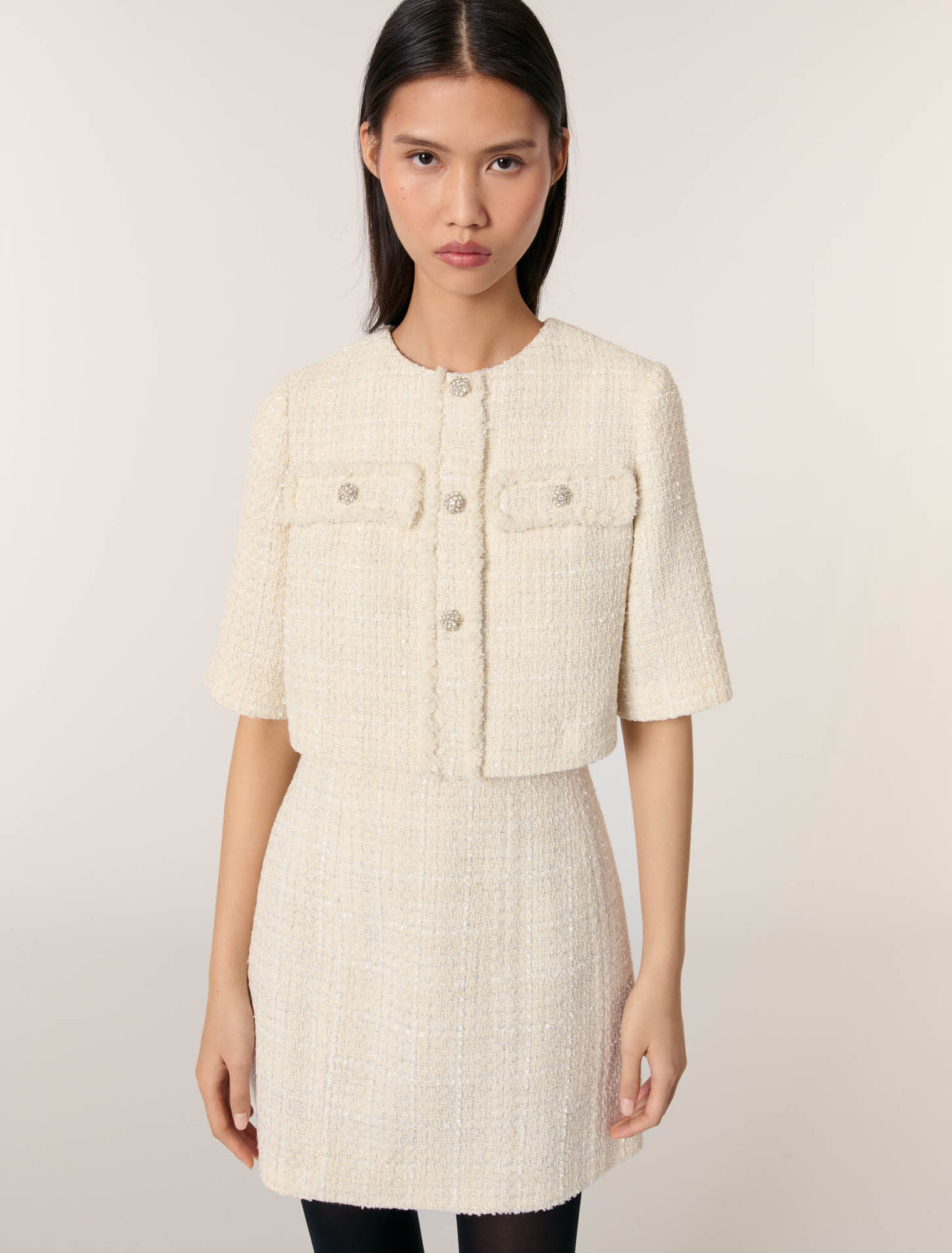 Robe courte 2-en-1 en tweed