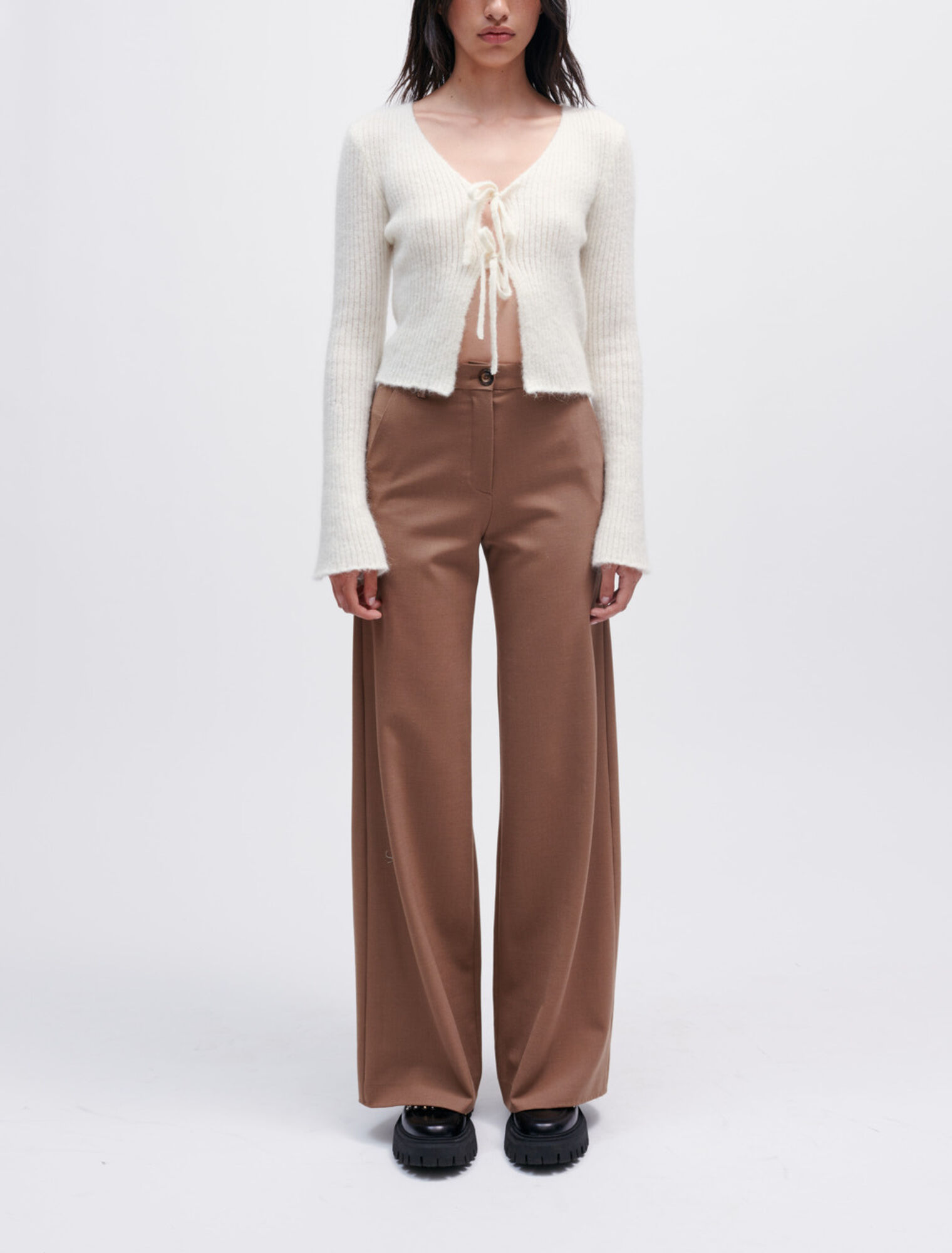 Cardigan en maille stretch à liens