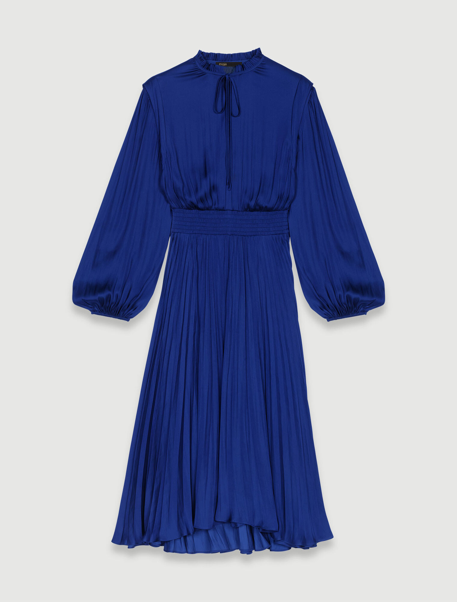 Robe midi pliss&eacute;e et satin&eacute;e