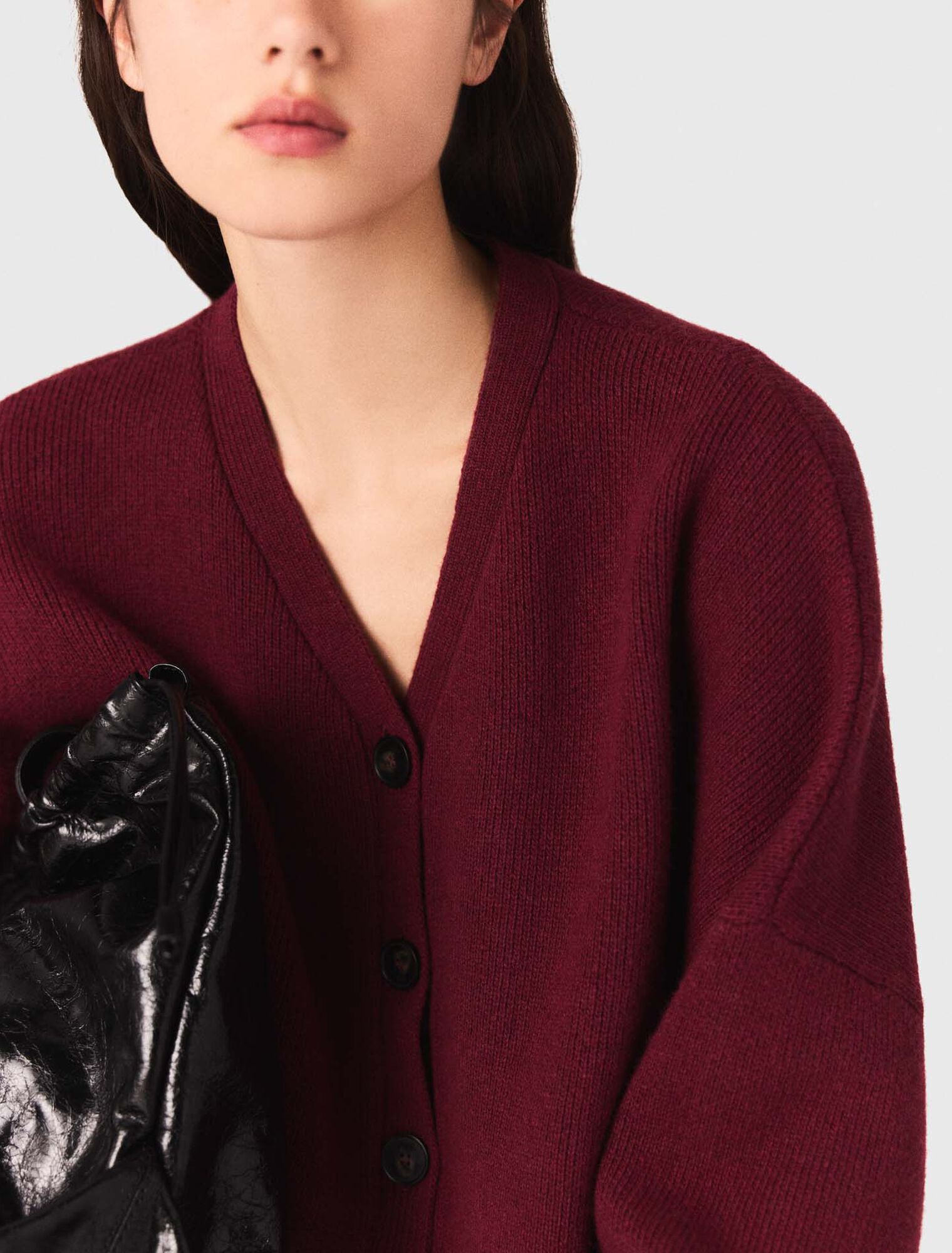 Cardigan cropped en laine mélangée