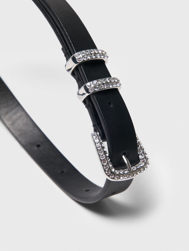 Ceinture fine à boucle strassée