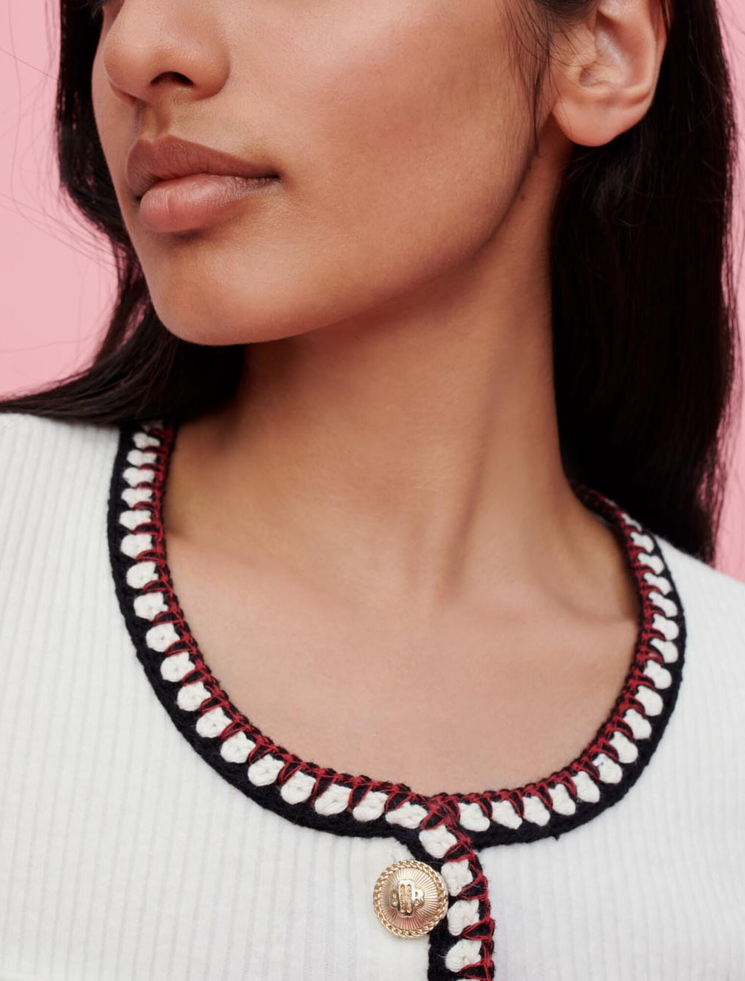 Robe en maille à côtes et à contrastes