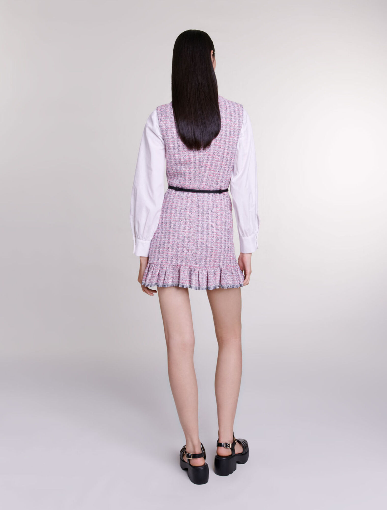 Robe courte 2-en-1 en tweed