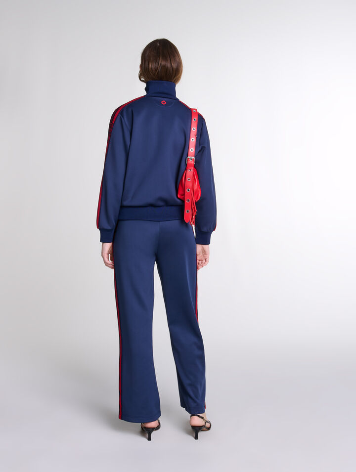 Sweat zippé à bandes