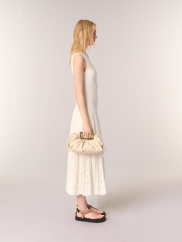Clutch en cuir et poignée métal
