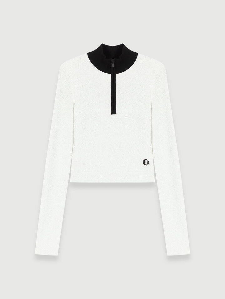 Pull court en maille fantaisie