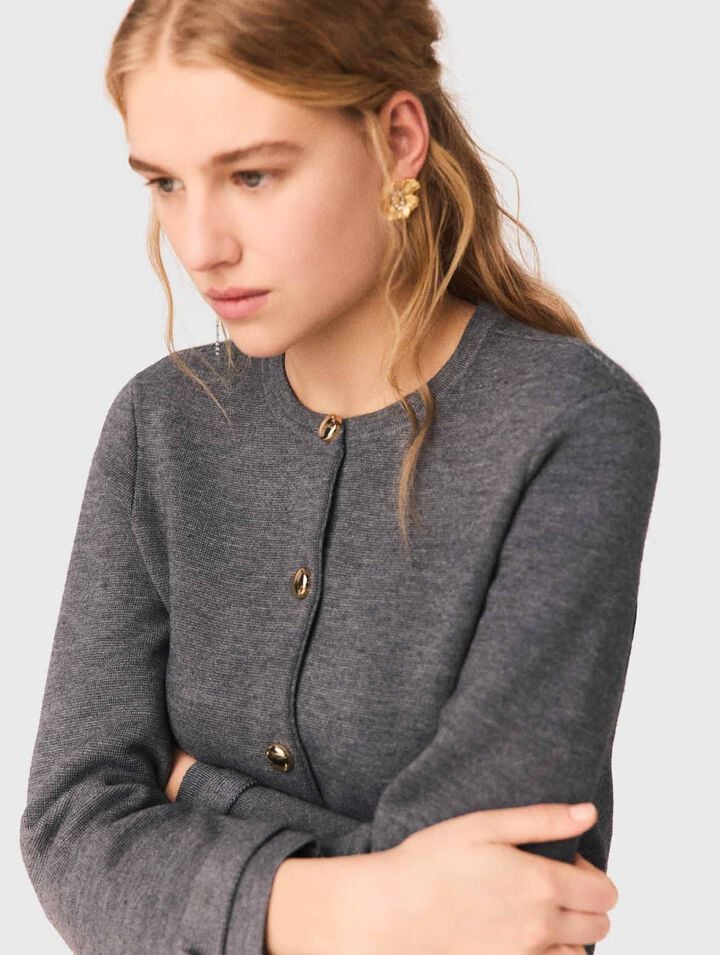 Cardigan avec col ray&eacute; amovible