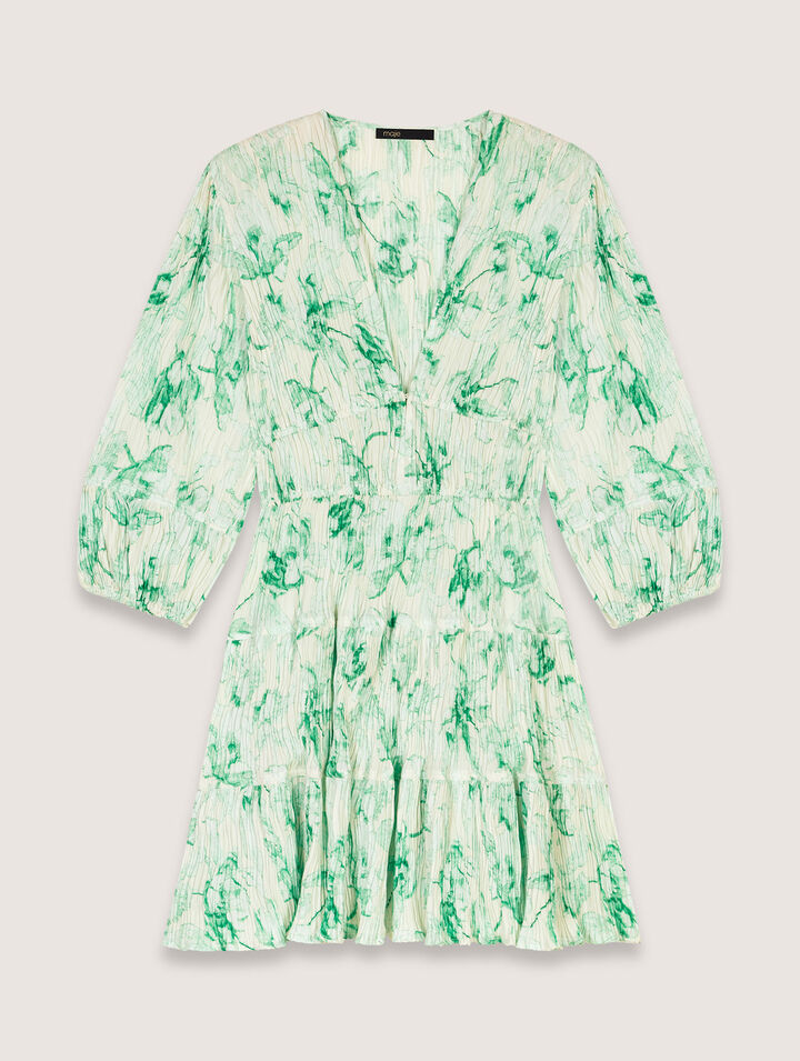 Robe courte plissée imprimée