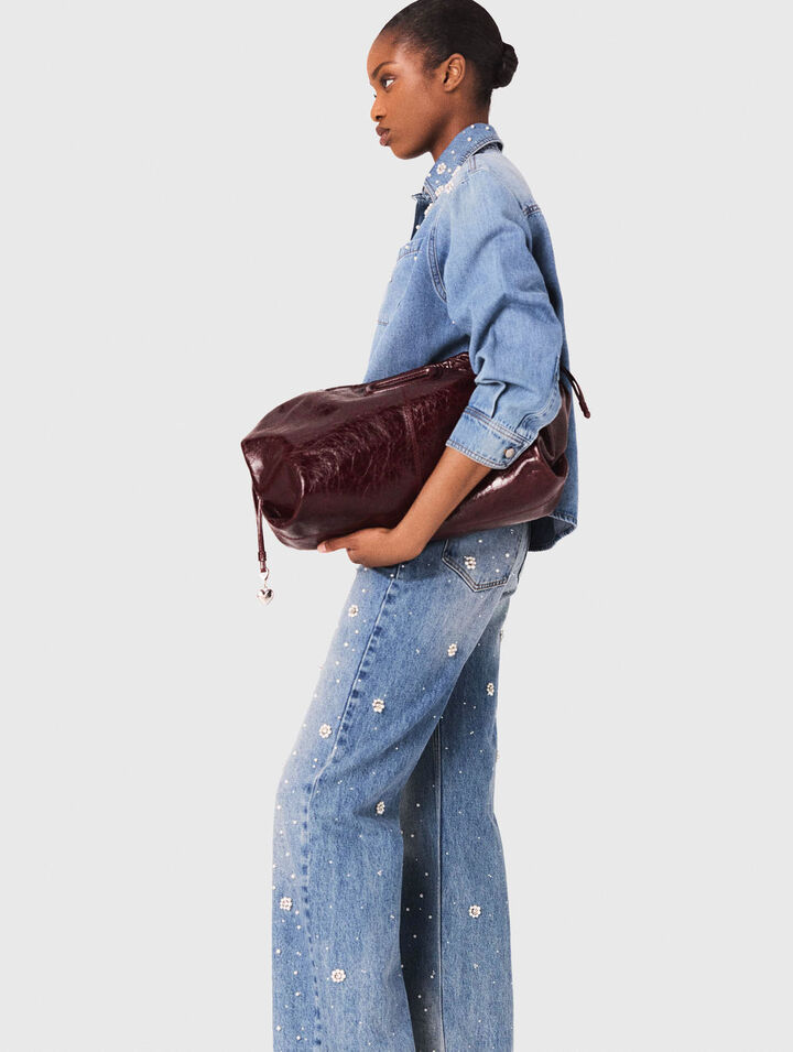 Chemise en denim à perles brodées
