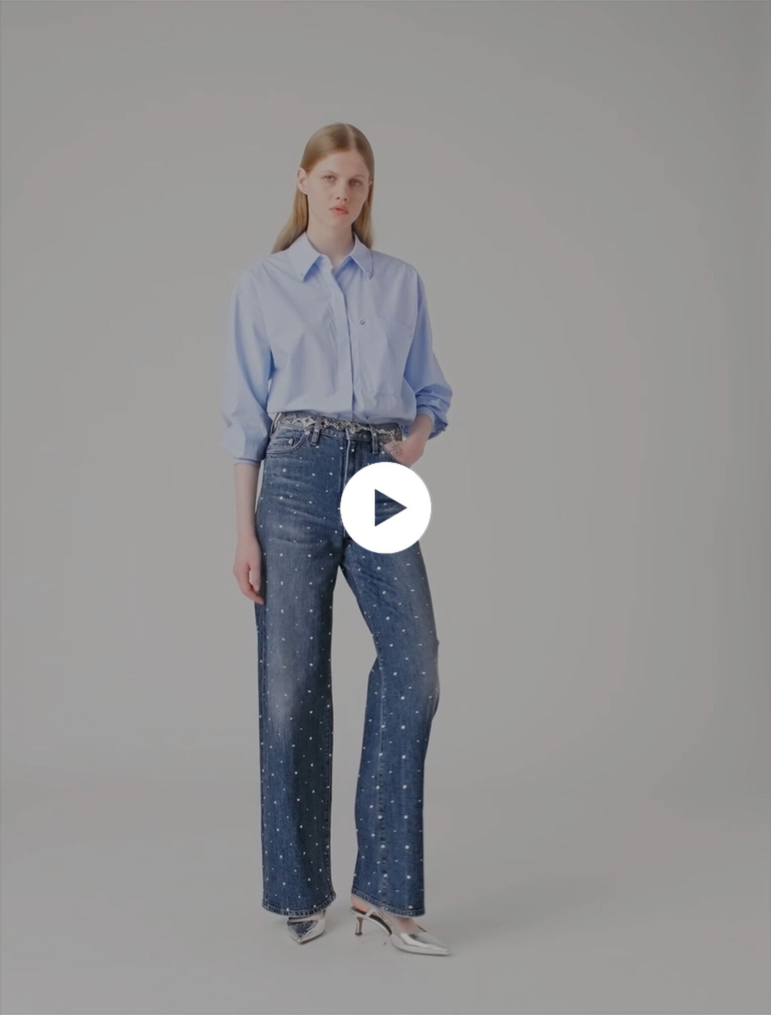 Jean large en denim avec clous