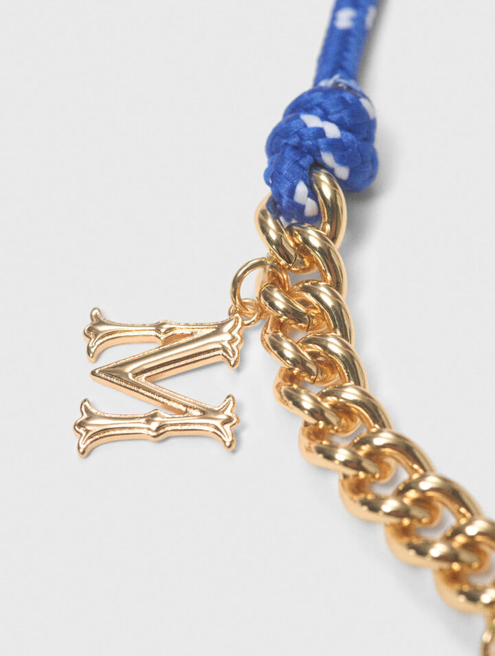 Collier chaine &agrave; cordon marin