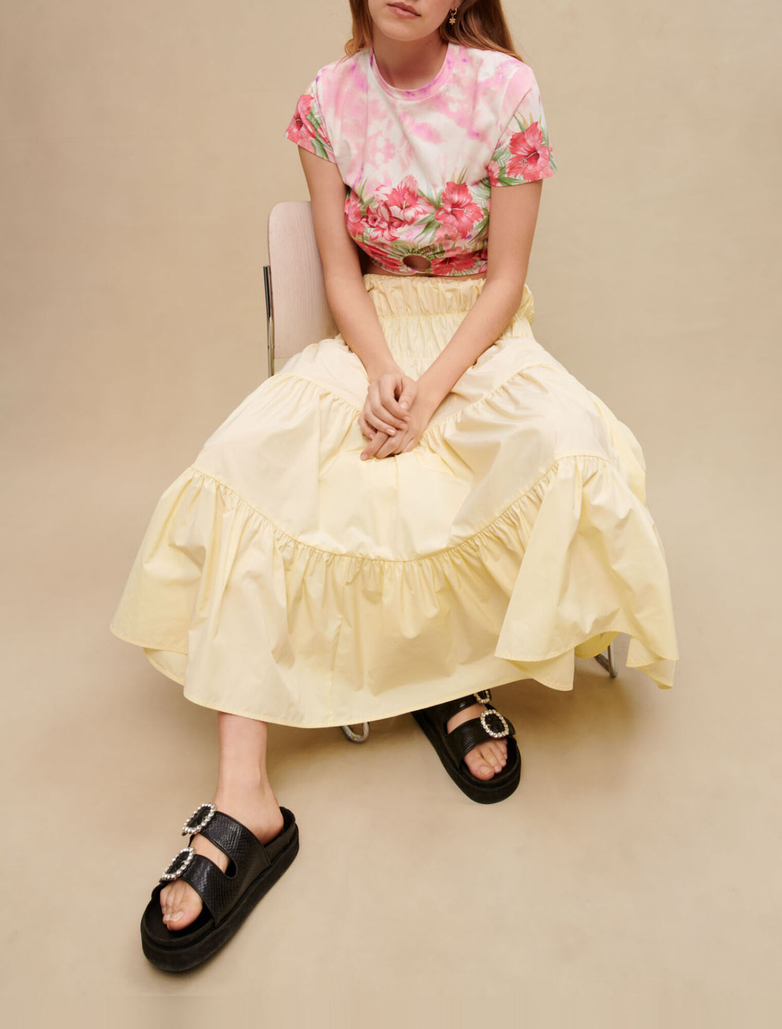 Jupe longue à fronces