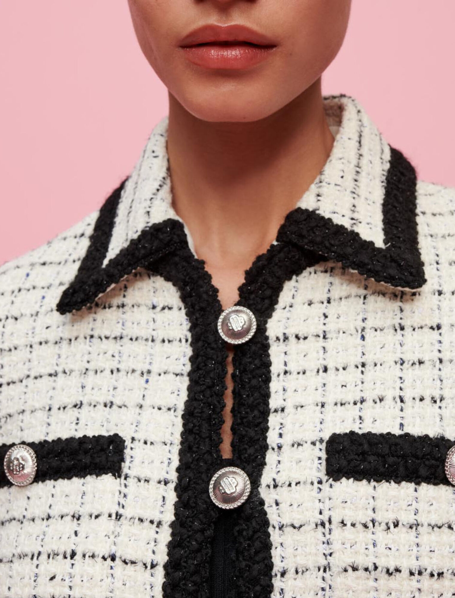 Veste en tweed chiné à motifs carreaux