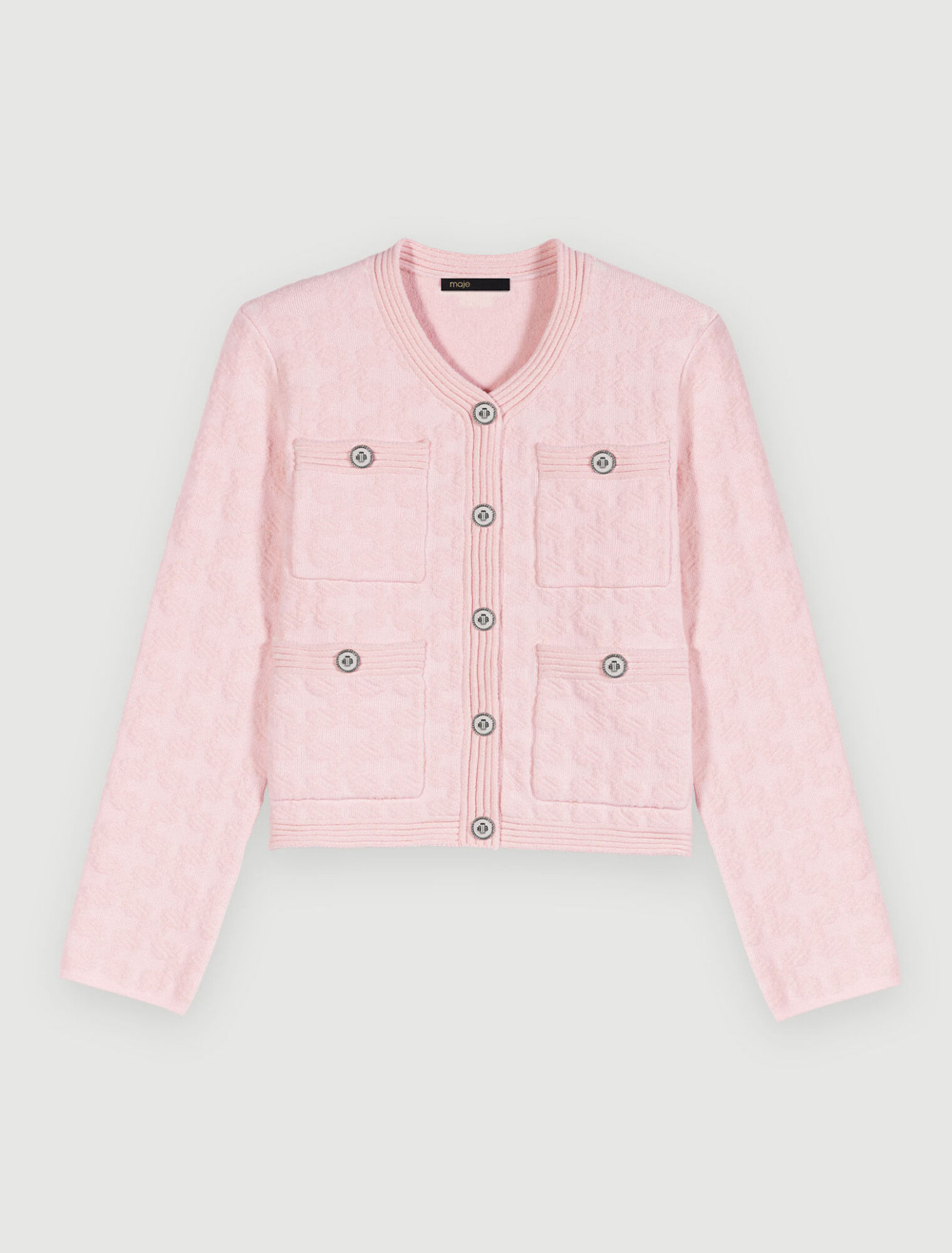 Cardigan en maille texturée rose
