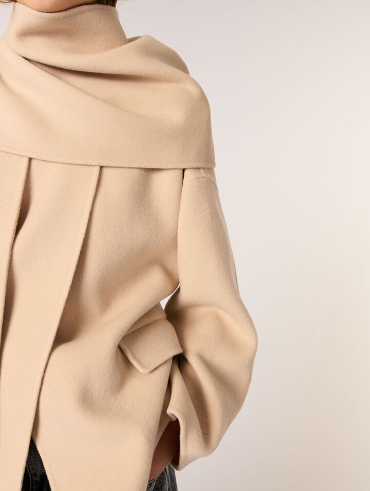 Manteau double face à écharpe
