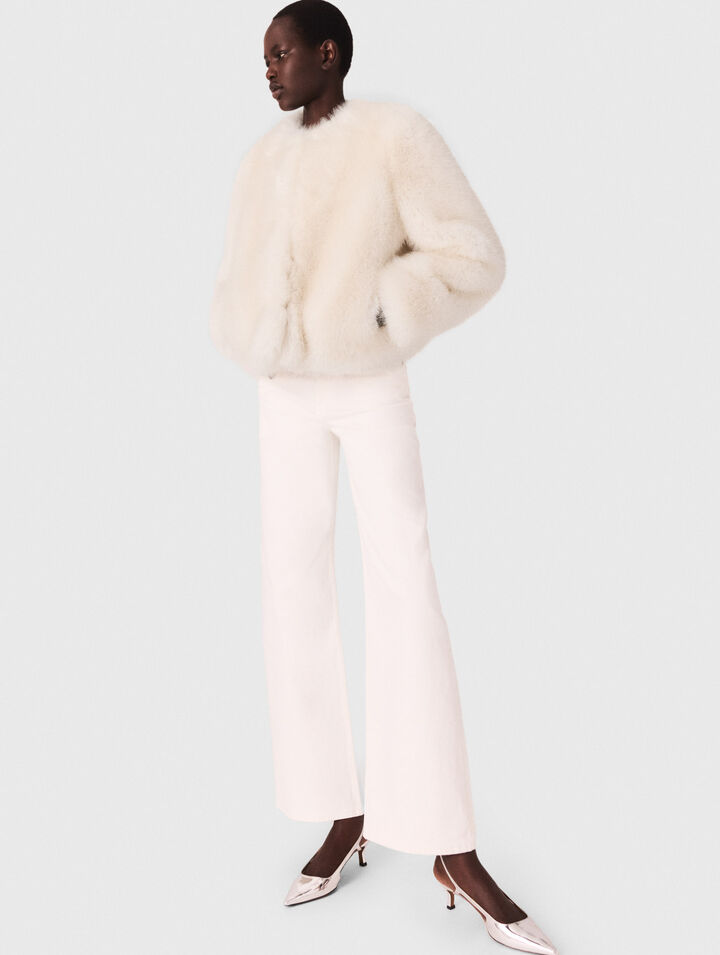 Blouson court en fausse fourrure