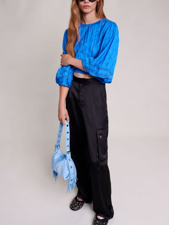 Pantalon cargo satiné