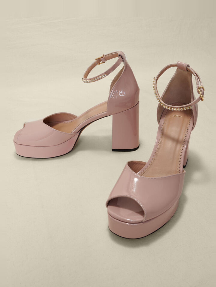 Sandales à talon en cuir vernis