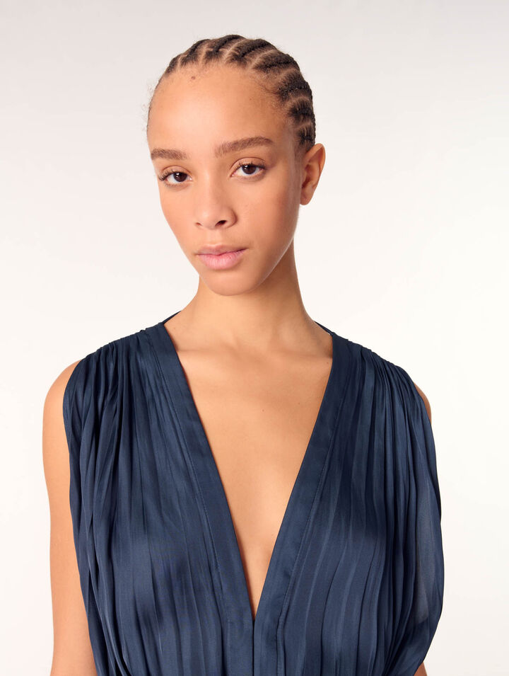 Robe longue plissée