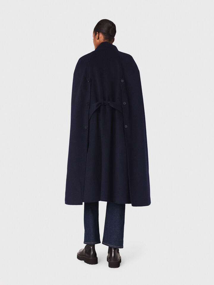 Manteau long double face avec cape