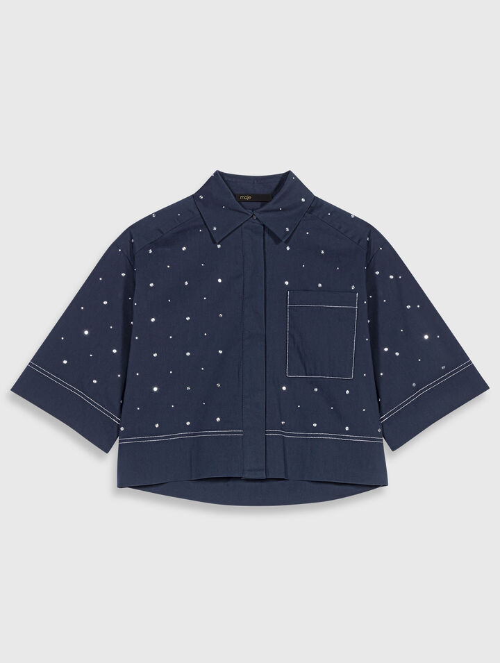 Chemise cropped ornée de clous