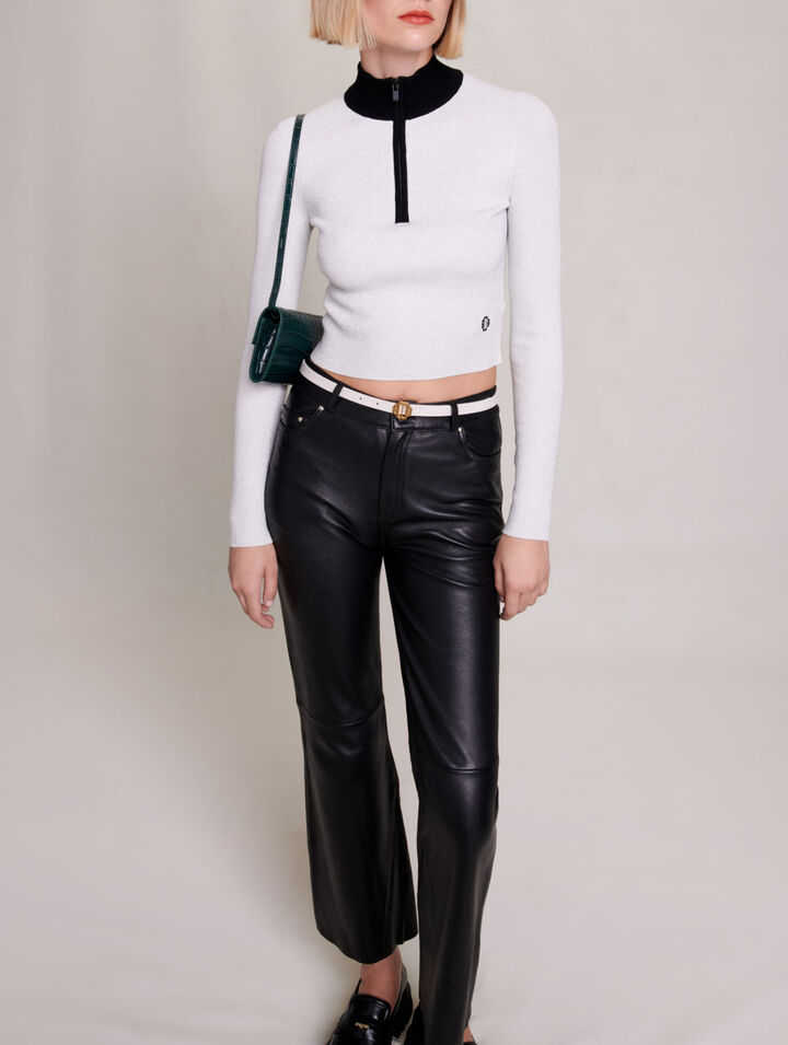 Pull court en maille fantaisie