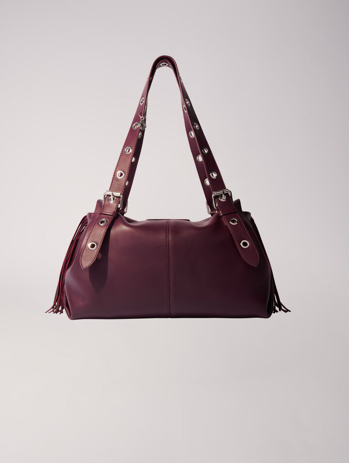 Maje Sac Miss M Xl En Cuir Lisse In Burgundy