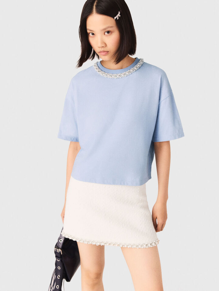 Tee shirt à col bijou