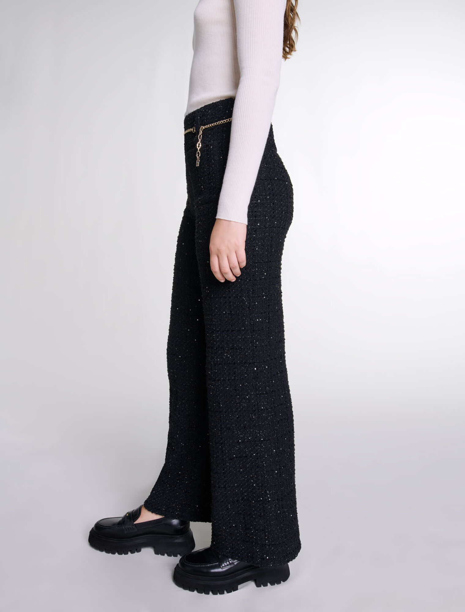 Pantalon en tweed sequins