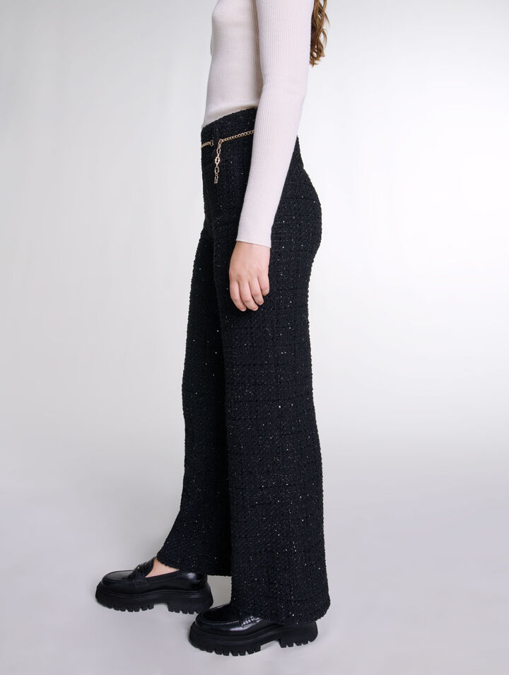 Pantalon en tweed sequins