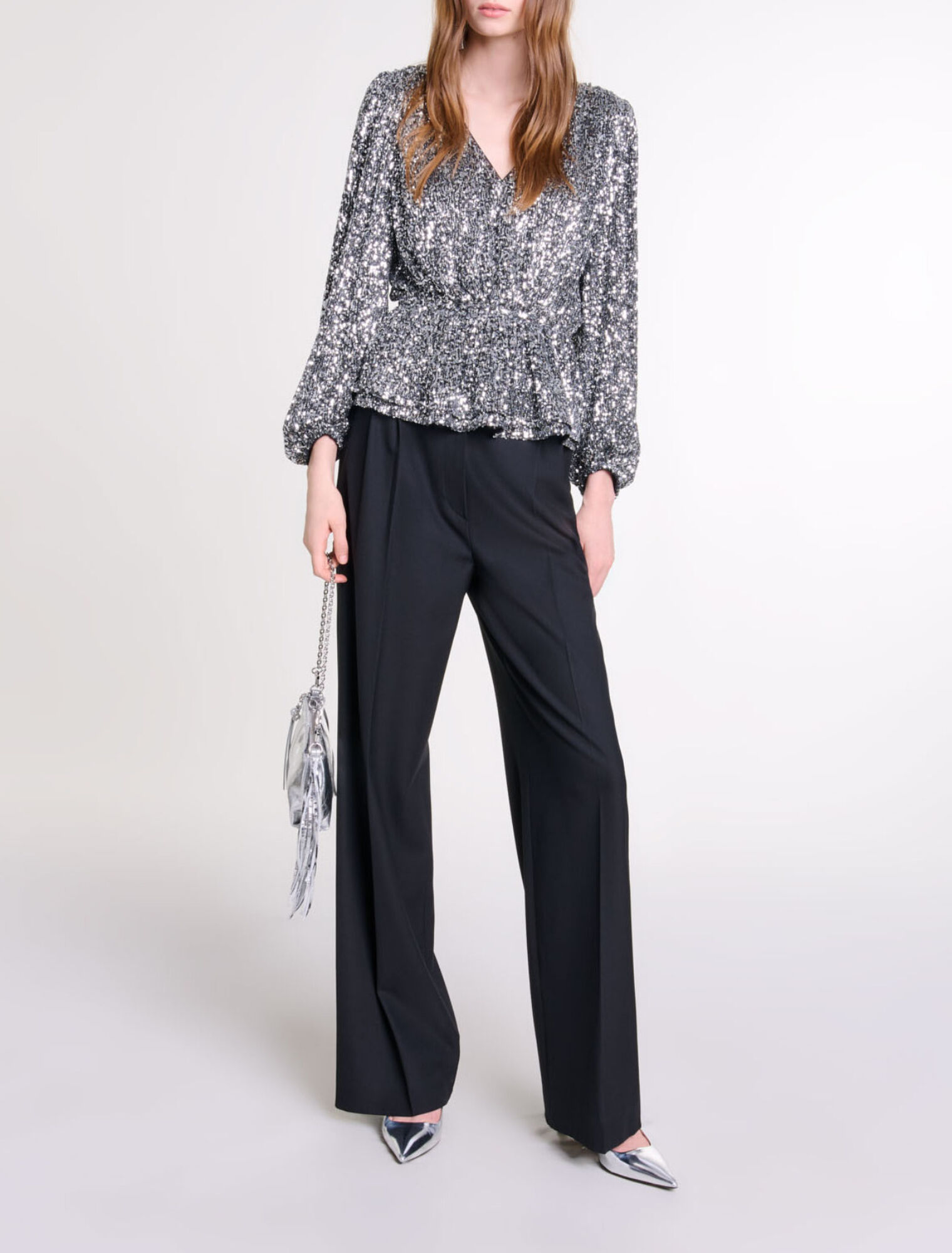 Top smock&eacute; &agrave; sequins