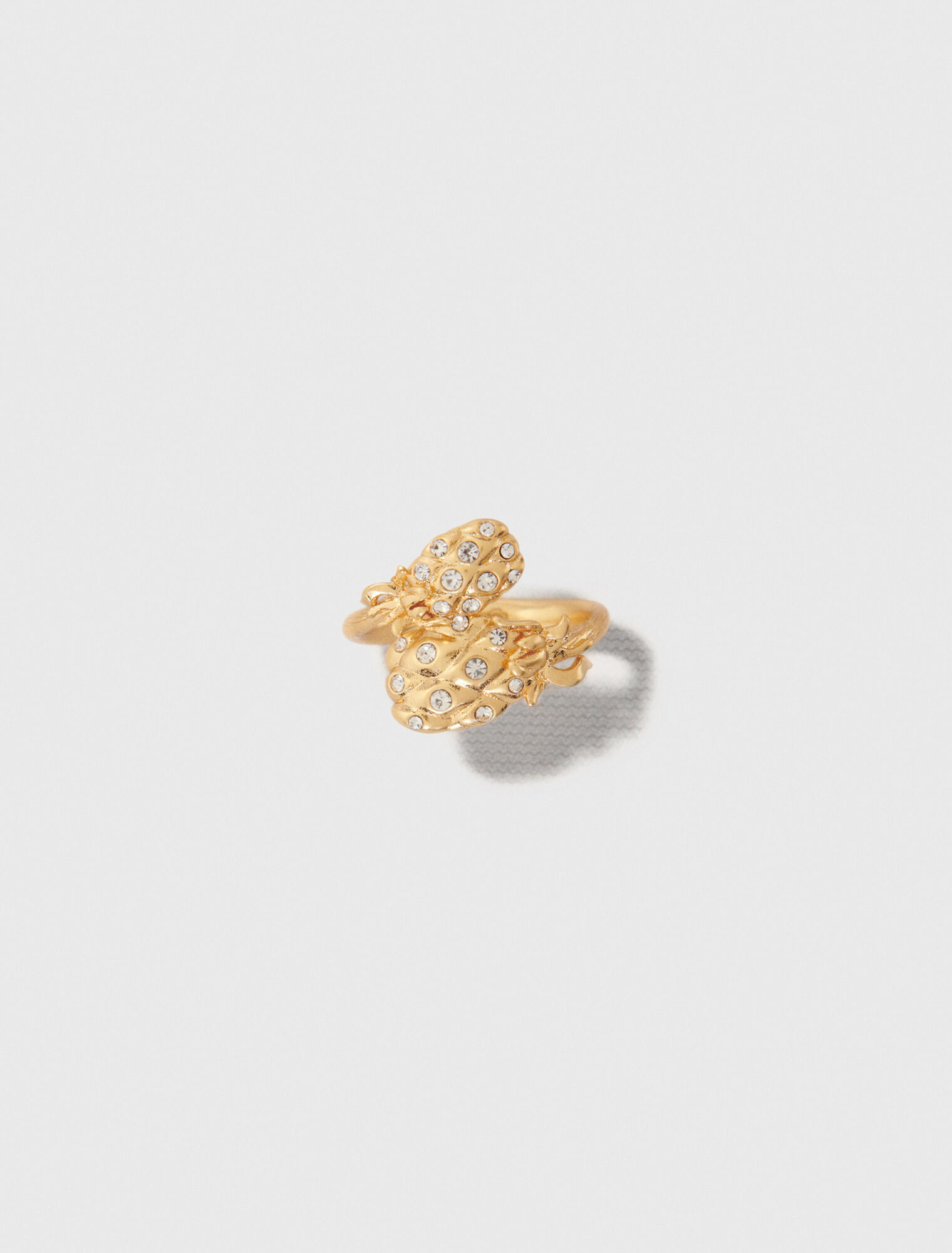 Bague double ananas à strass