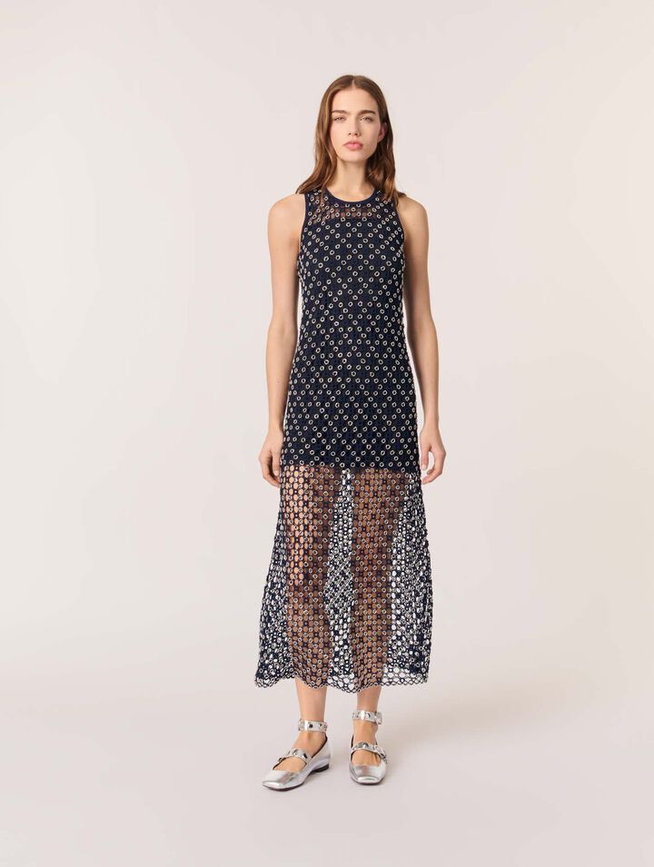 Robe longue en crochet avec perles
