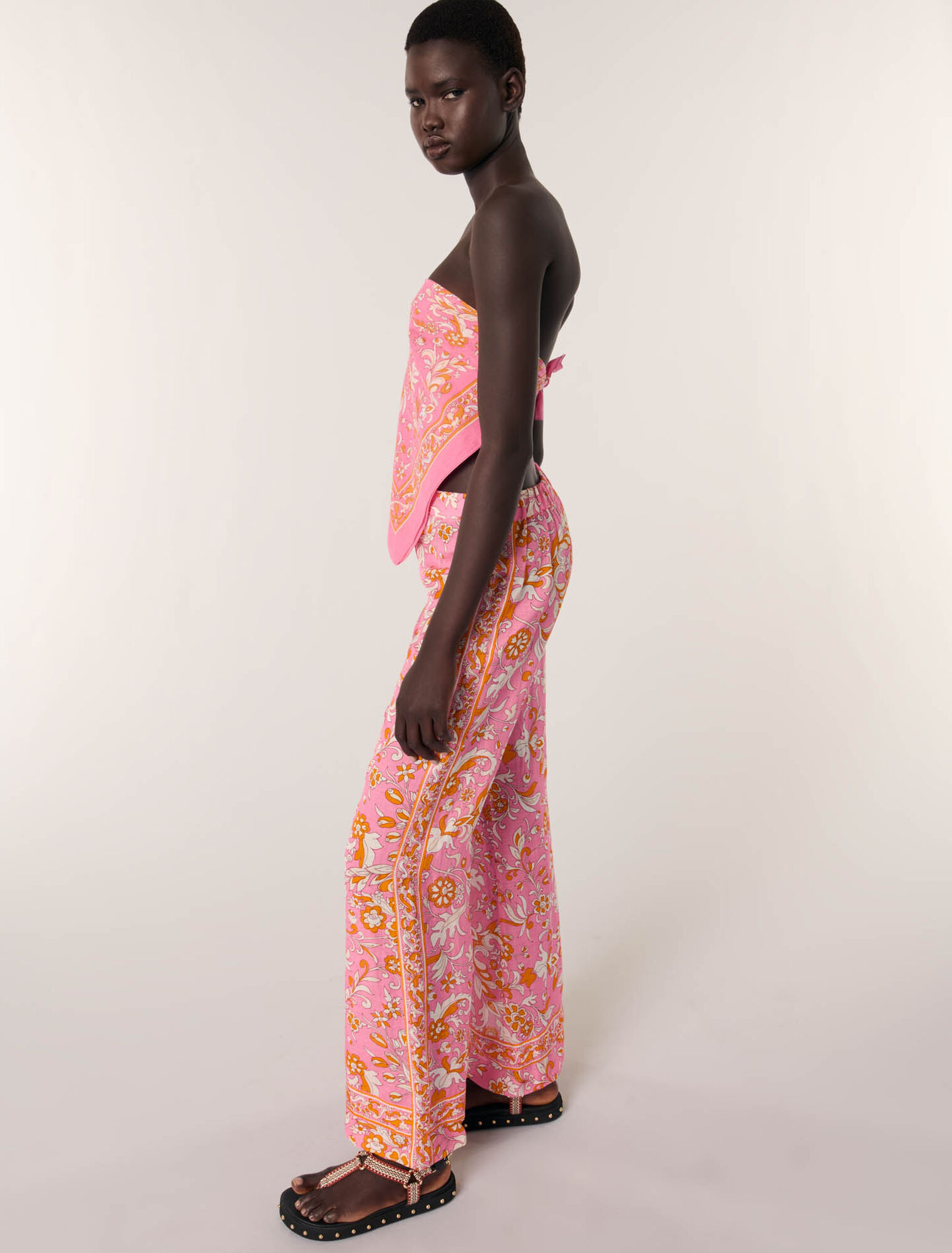 Pantalon en lin imprimé