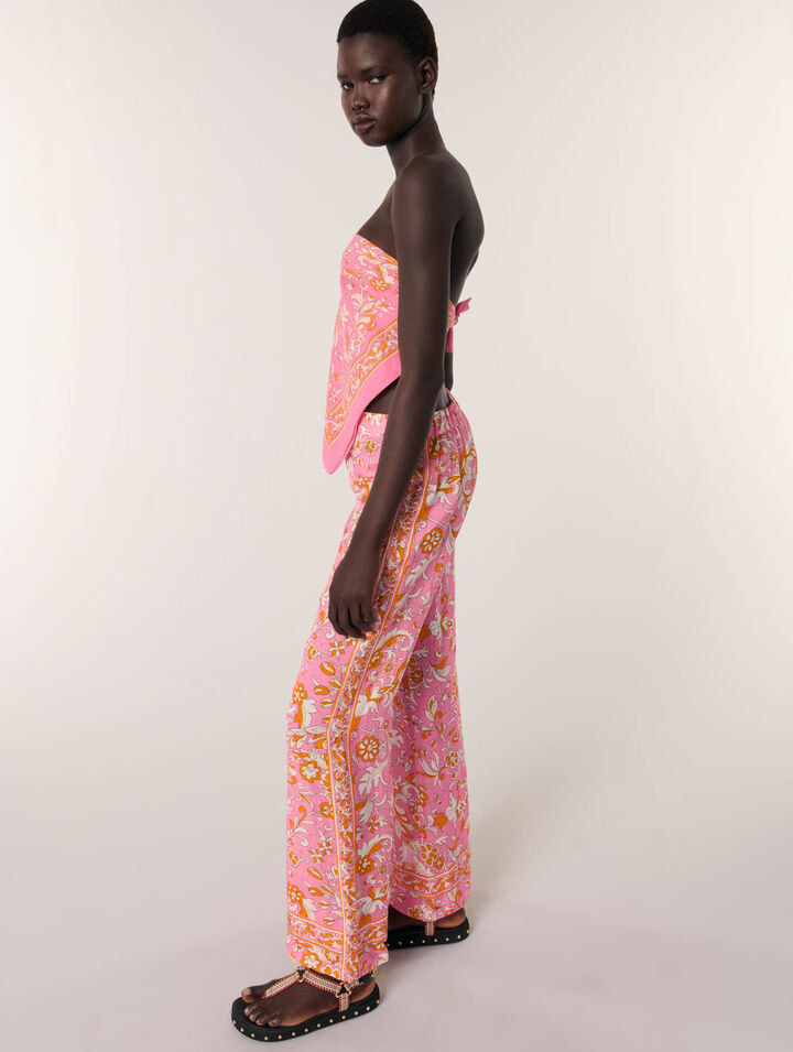 Pantalon en lin imprimé