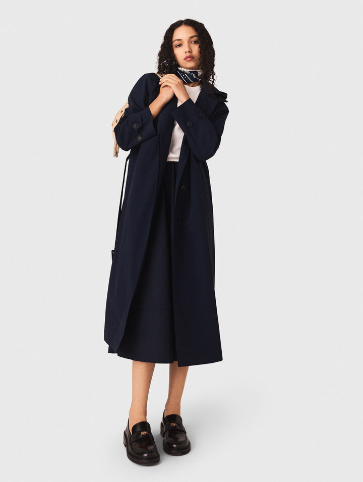 Trench &agrave; capuche strass&eacute;e amovible